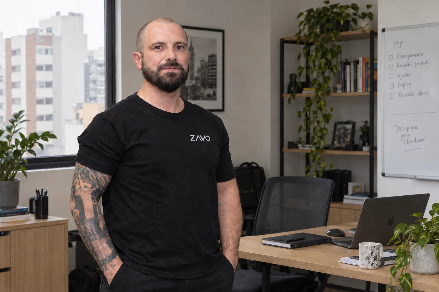 Leonardo Pedersen, sócio da ZAVO, no escritório.